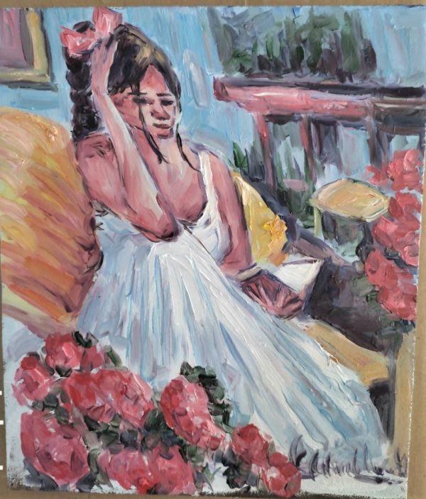 MUJER LEYENDO 28 X 24 X 2 CRISTIANERMO