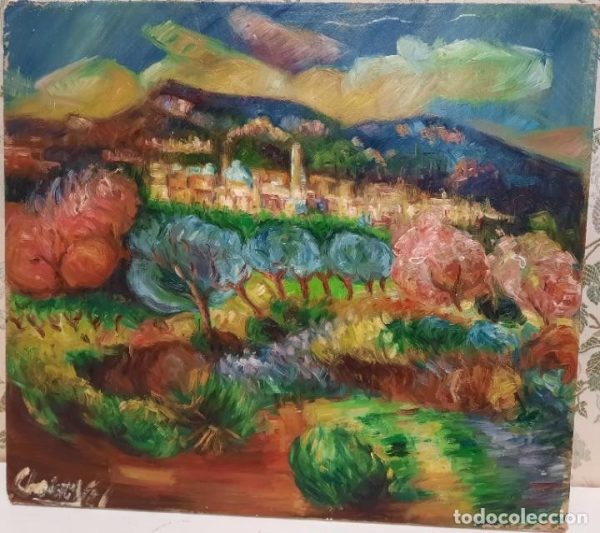 OLEO PAISAJE SOBRE TABLA 49 X 44 X 3